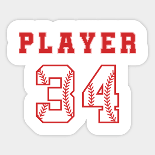 Baseball stitching number 34.Baseball Threads.Varsity number Sticker